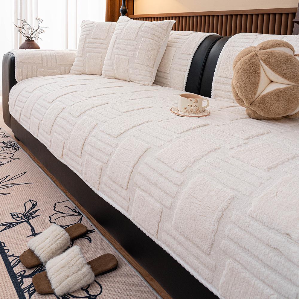 

Потовщений Теплий Геометричний Жаккардовий Фліс Протиковзкий Чохол на Диван для Вітальні Чохол на Сидіння Дивана Теплий Однотонний Пухнастий Флісовий Рушник для Дивана 45x45cm(pillowcase)