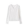 Xiangying Women's V-Neck Slim Fit Lace Blouse