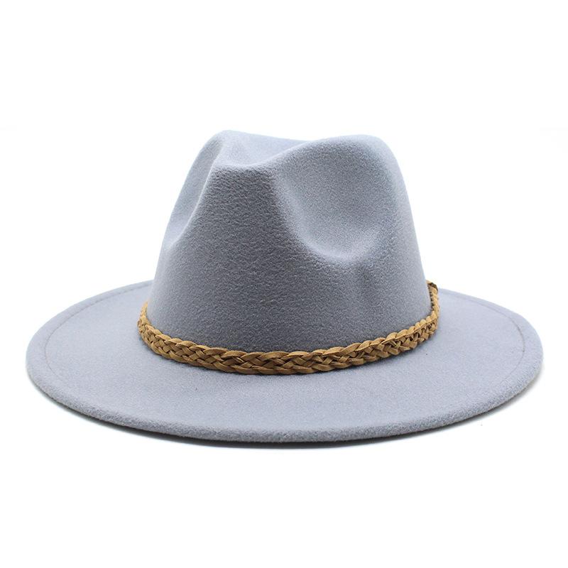 Woolen Jazz Hat Retro Classic Flat Hat Big Eaves Hat Top Hat Felt Hat