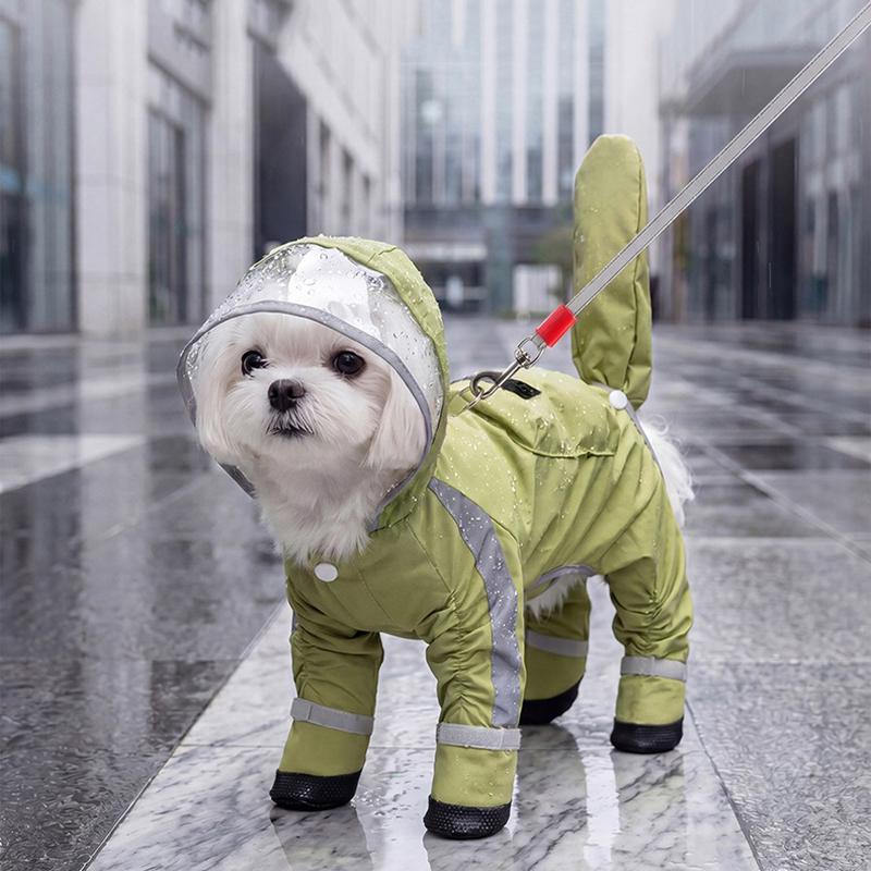 Dog Green Waterproof Clothes Summer Letter Printed Teddy Raincoat Small Dog Walking Rainy Days Clothing Four Legged Raincoat