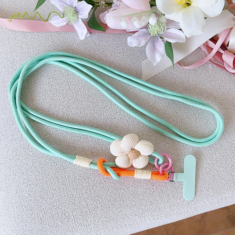 

1 шт. Цветочный плетеный наплечный шнурок для мобильного телефона, регулируемый, съемный, универсальный чехол для телефона, шнурок против потери