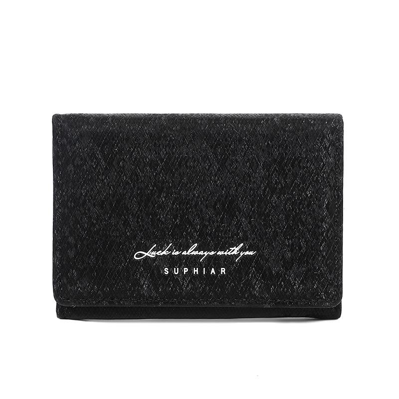 

Flannel card bag, premium sense, three-fold wallet, change bag, large capacity, multi-function, women s wallet. чёрный