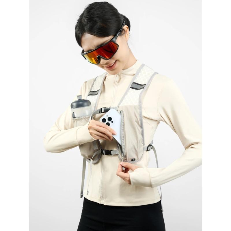 Leichte reflektierende Laufweste für Radfahren & Joggen - Trinkbrusttasche mit Handytasche, Freihändiges Design