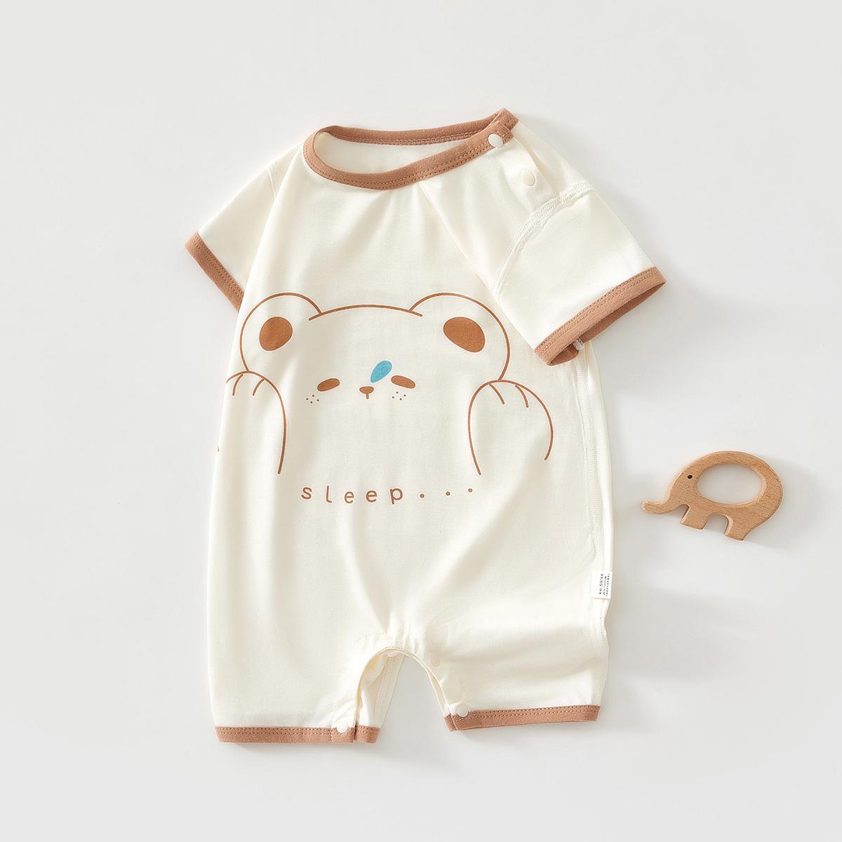 

Baby Short Sleeve Romper, Lightweight Cotton Infant One Piece Outfit, Summer Crawling Jumpsuit Pajamas for Boys and Girls 90