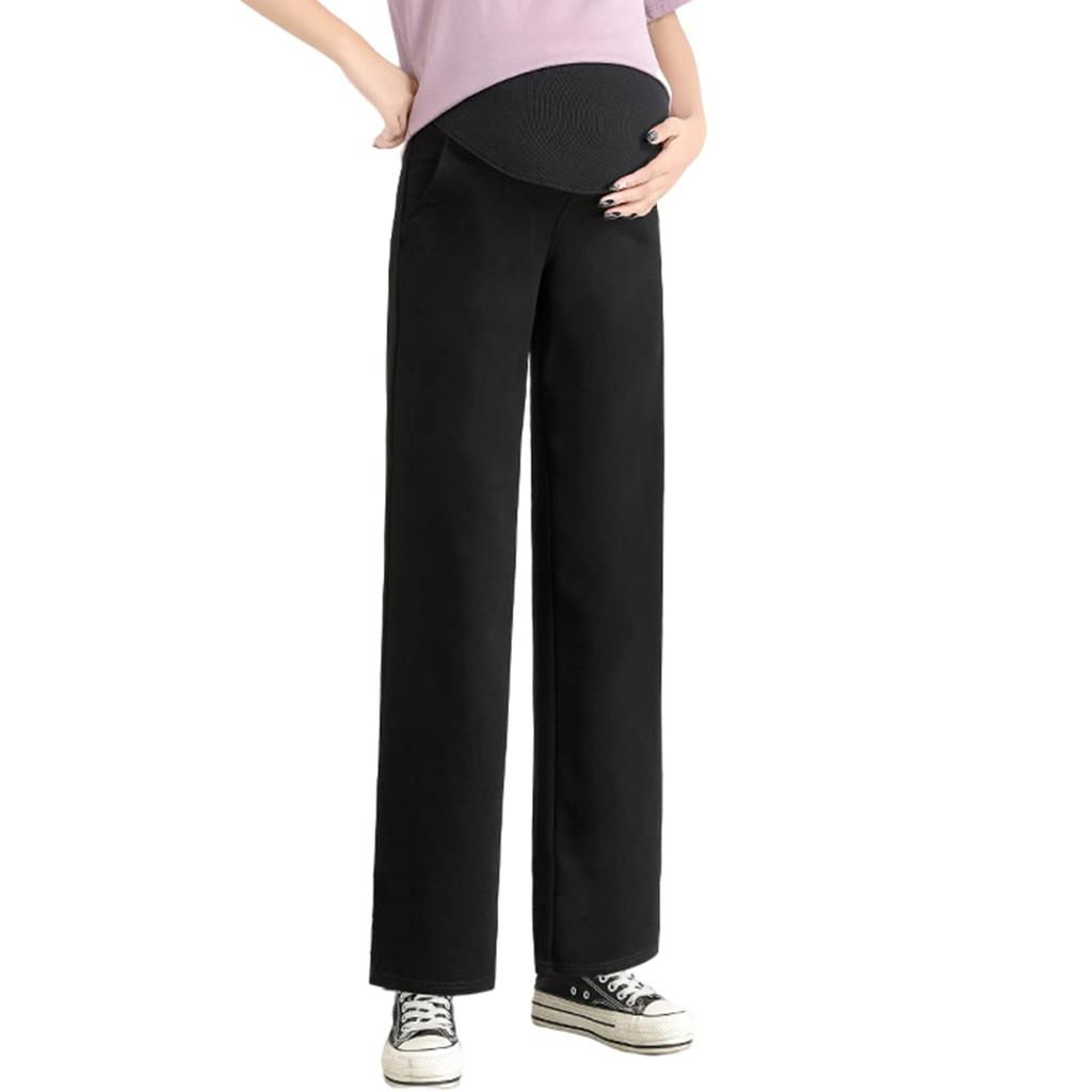 Onabebi Maternity Wide Leg Pregnancy Lightweight Fleece Adjustable Slimming Effect Wide Leg Pants Black Pants, Pants, Pants, Lining, Leg-Lengthening,