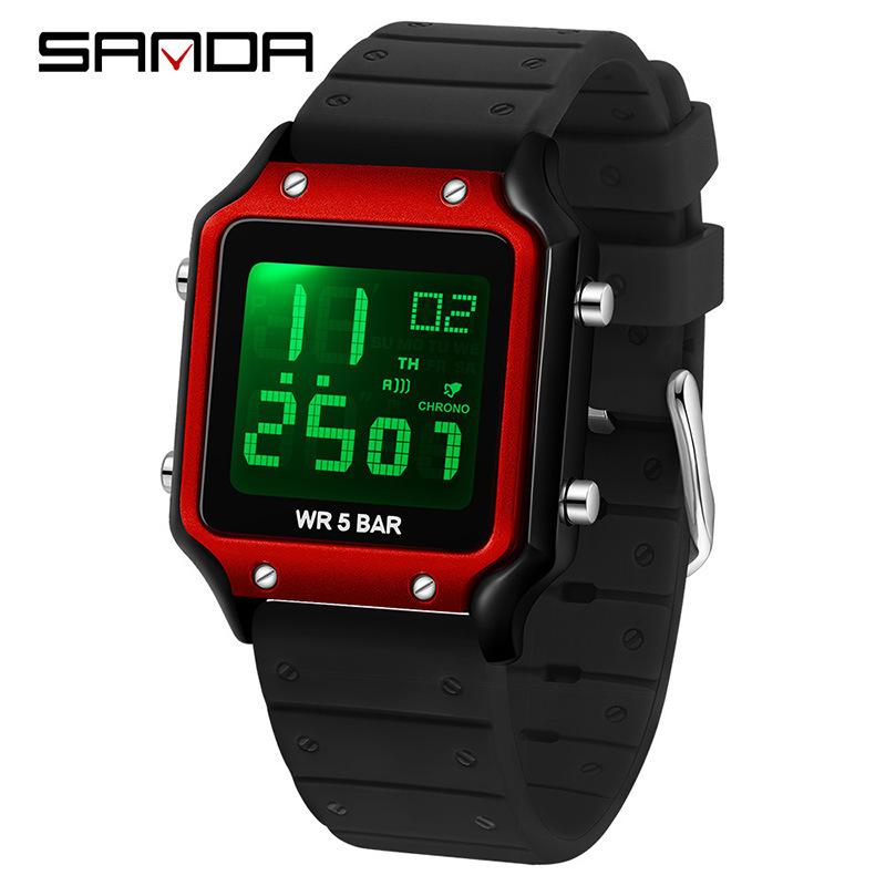 SANDA Electronic Watch Multifunctional Waterproof Sports Electronic Watch Fashion Trend Silicone Band Electronic Watch