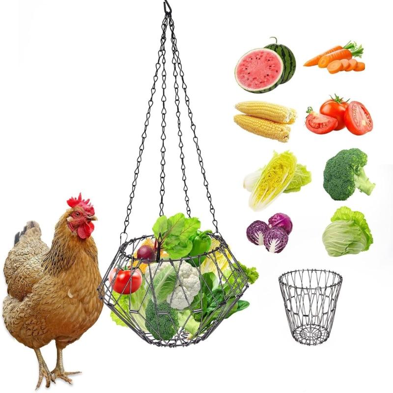 Kitchen Counter Fruit Basket Hanging Wire Holder for Home Storage, Open Metal Basket With Top Hook and Table Use