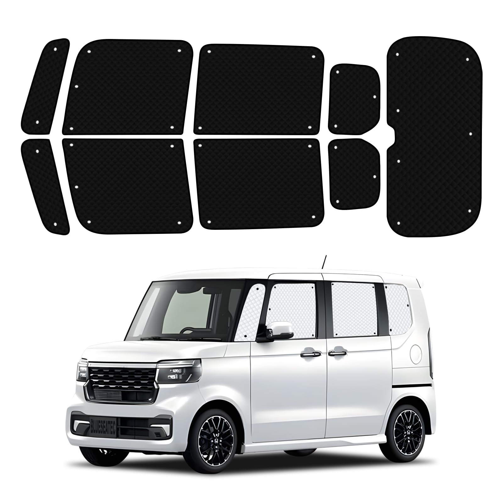 

BLUESEATEC Blackout Curtains for Honda Easy Installation and Removal for 3rd Generation Custom Suction Cup Car Storage Bag Set of 9 N-BOX JF5/JF6 чёрный