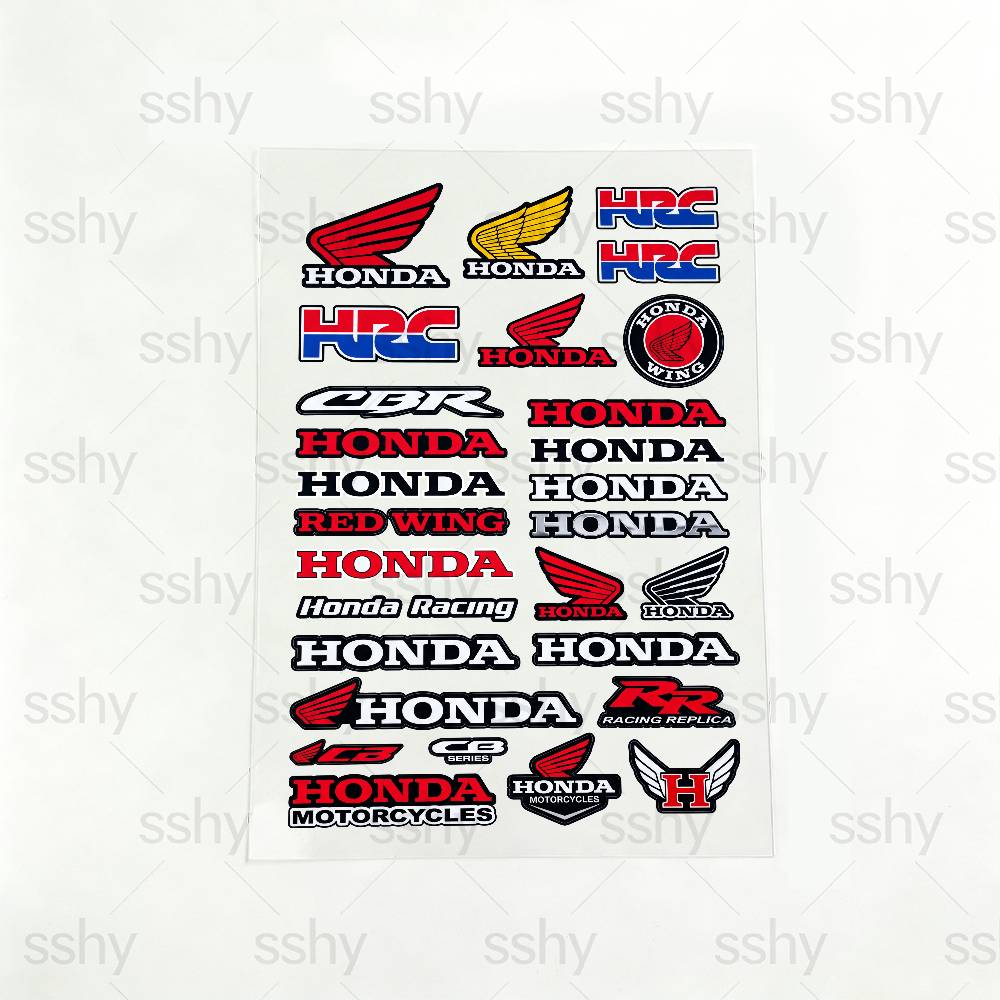 AAADL1 FOR HONDA HRC H WING Waterproof Reflective Motorbike Stickers Easy Peel Removable Decals for Motorcycle Car 30x40cm