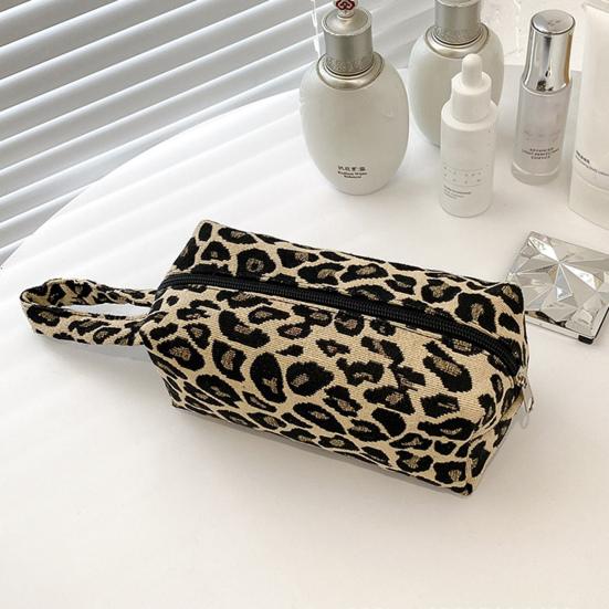 Cestovní kosmetická taška s potiskem leoparda a zebry, taštička na make-up se zipem na štětce na make-up, tužky, rtěnky