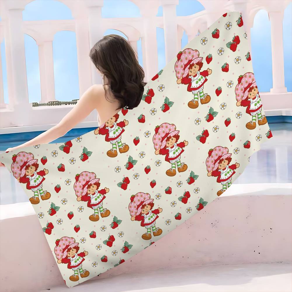 Strawberry Shortcake Microfiber Printed Beach Towel Mountain Climbing Yoga Beach Swimming Running Absorbent Soft Towel