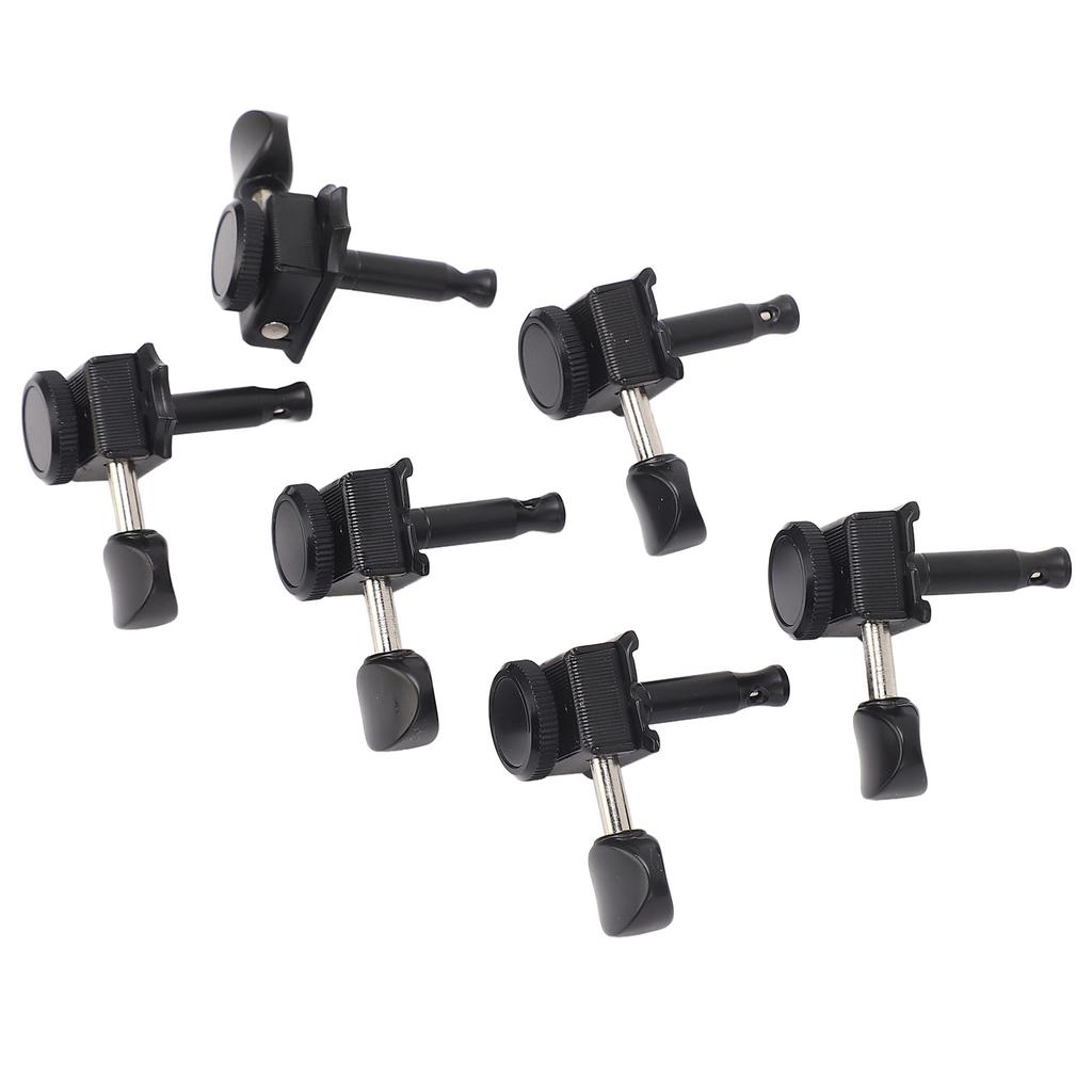 6PCS Set Locking Tuning Key Peg Black Color Zinc Alloy Right Hand Guitar Lock String Tuner