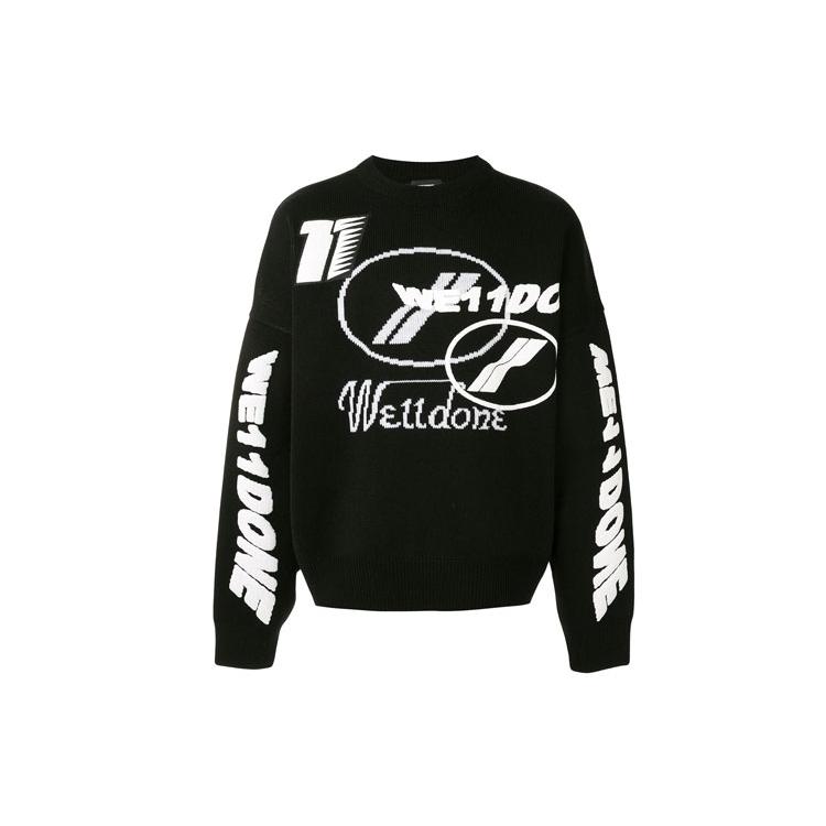 WE11DONE Sweaters Unisex Black Crew Neck Moderate Straight Fit WD-KO8-20-143-U-BK