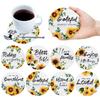 6Pcs Wooden Cup Coasters Set Aesthetic Non Slip Round Coasters Exquisite Coffee Mug Coasters Decorative Cup Mats for Home Office