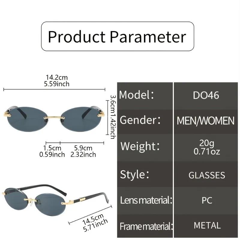 6PACK Y2K Trendy Girl Frameless Sunglasses Retro Oval Sunglasses Der Fashion Sunglasses for Men And Women