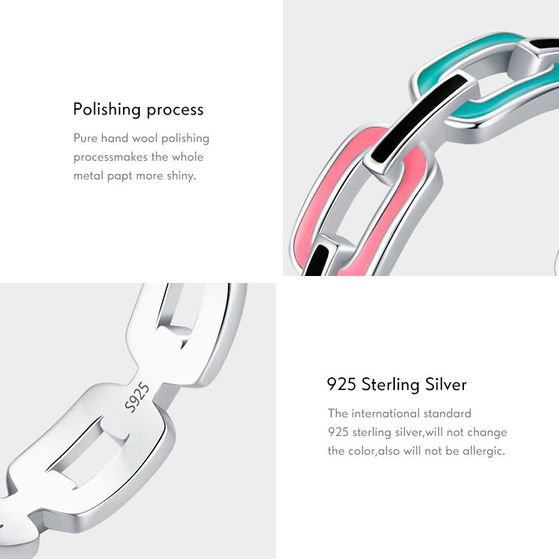 MODIAN 925 Sterling Silver Multicolour Geometric Enamel Finger Ring Fashion Stackable Fine Jewelry For Women Birthday Gift