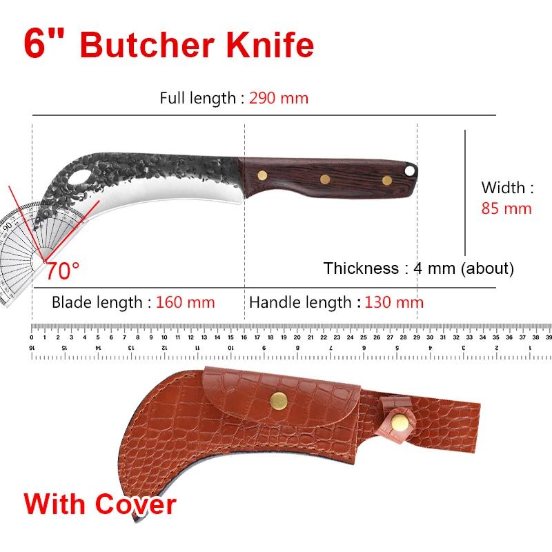 Hand Forged Blade Fruit Knife Banana Durian Knife Wood Handle Boning Butcher Knife High Stainless Steel Kitchen Knives Chef Tool