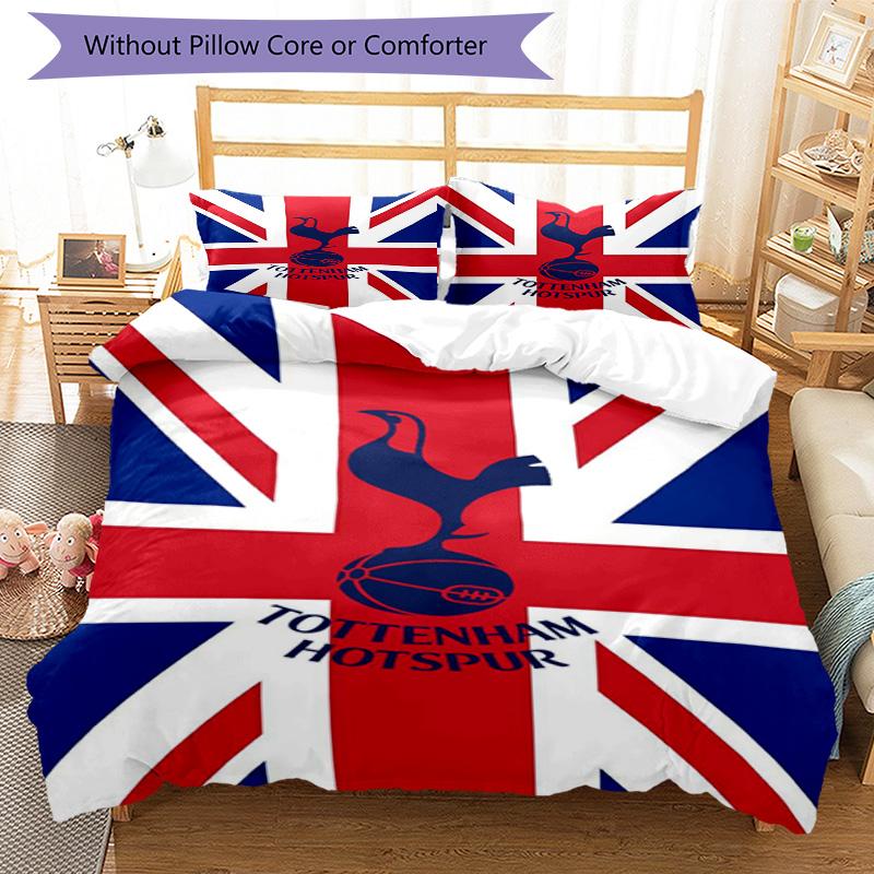 Tottenham Hotspur F.C Design Printed Pattern Duvet Cover Set – Includes 1 Duvet Cover and 2 Matching Pillowcases Bedroom Decor Christmas Gifts
