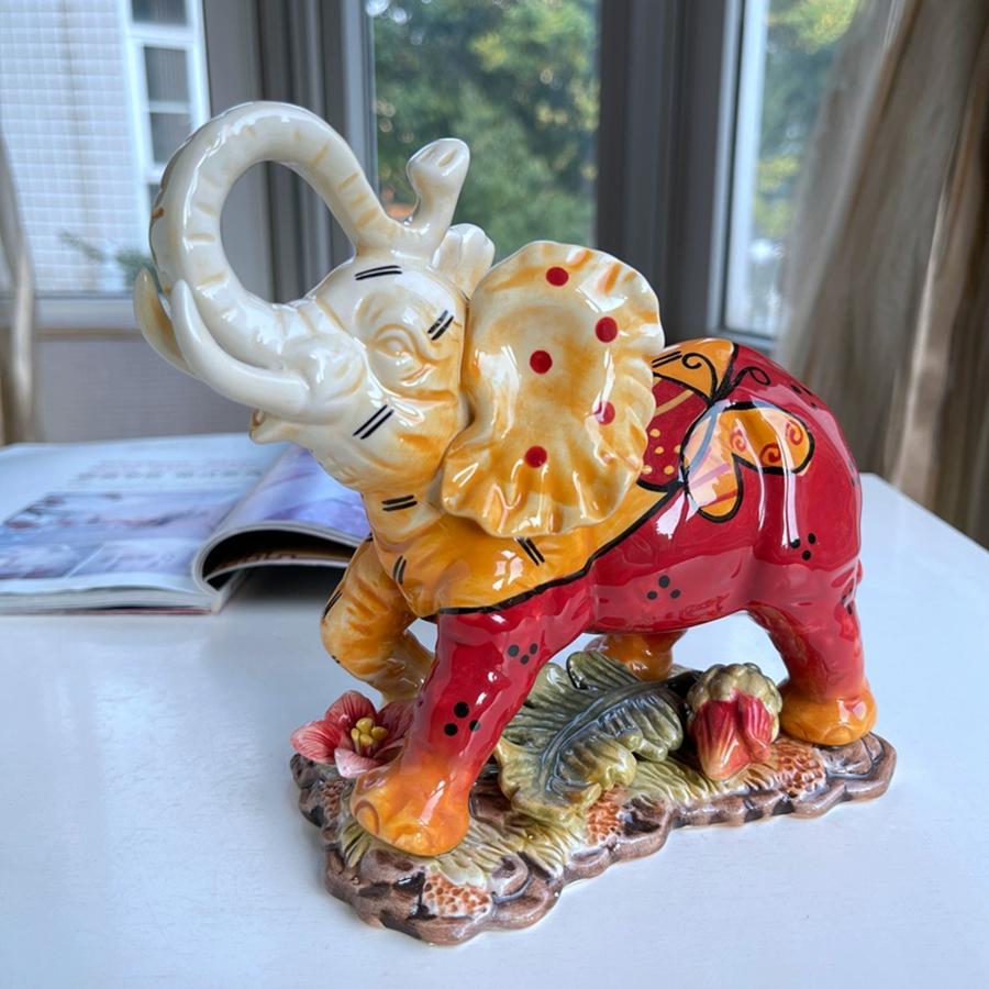 Home Decoration Accessories Ceramic Elephant Desktop Ornament Living Room Decorations Ceramic Crafts Gift 1pcs