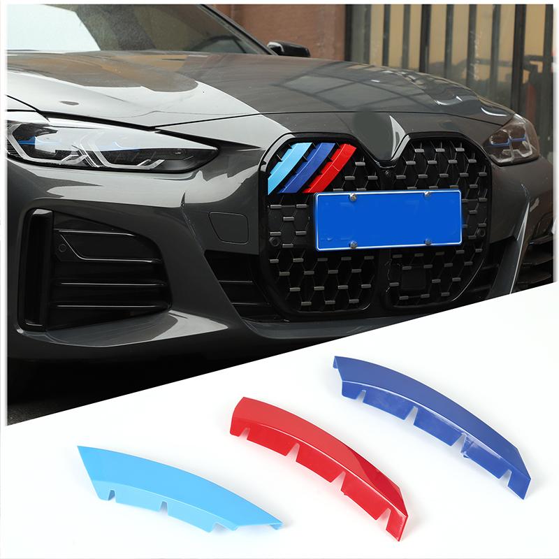 BBJI7 3Pcs Car Front Grille Trim Strips For BMW 4 Series G22 G23 G26 2020 20221 2022 2023 2024 2025 Grille Sticker Auto Accessories