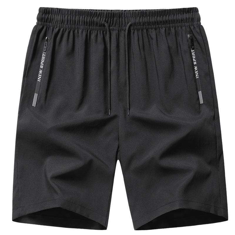Men's 2025 Summer Reflective Sports Shorts - Ice Silk, Zipper, Four-Way Stretch, Casual Five-Point Pants