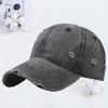 Hole Washed Cotton Baseball Cap Men's Old Visor Hat Retro Soft Top Cap