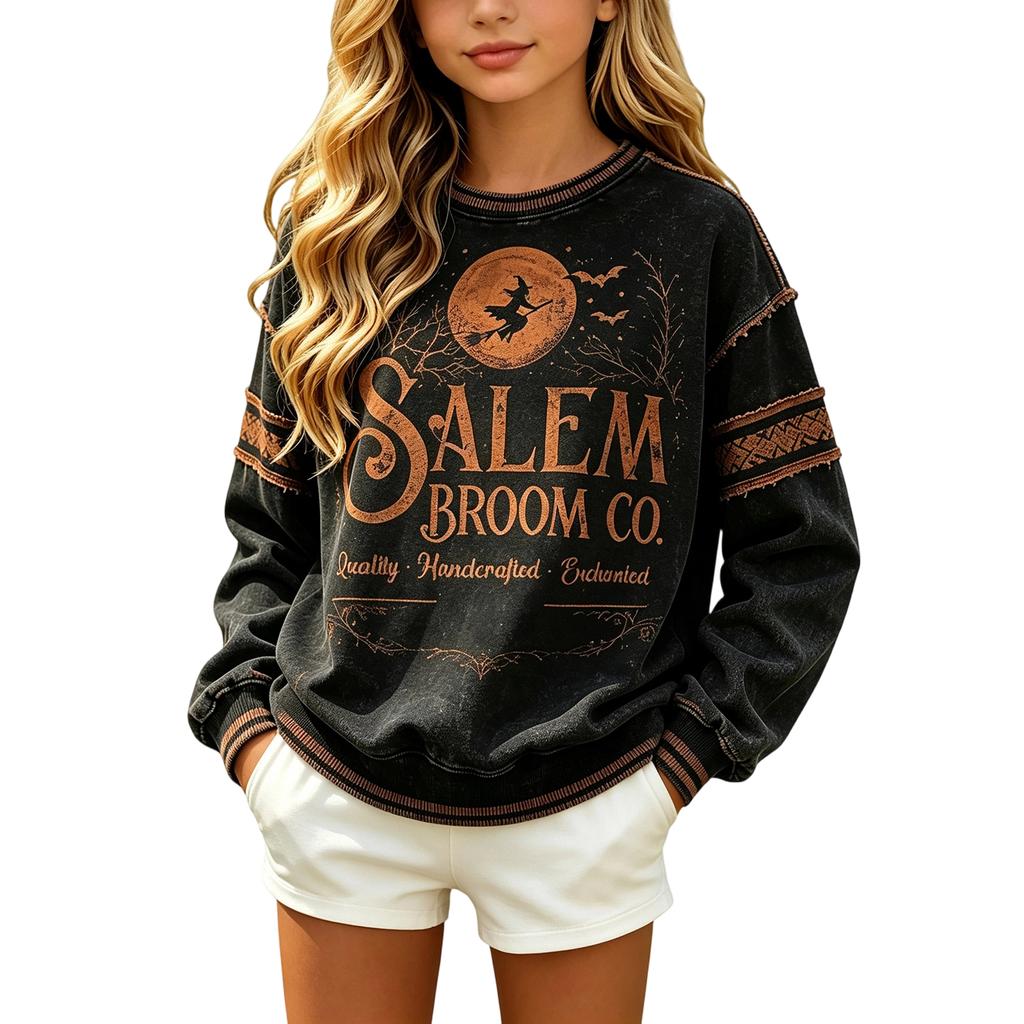 Kids Halloween Long Sleeve Printed Hoodie Casual Pullover Sweatshirt for Boys Girls