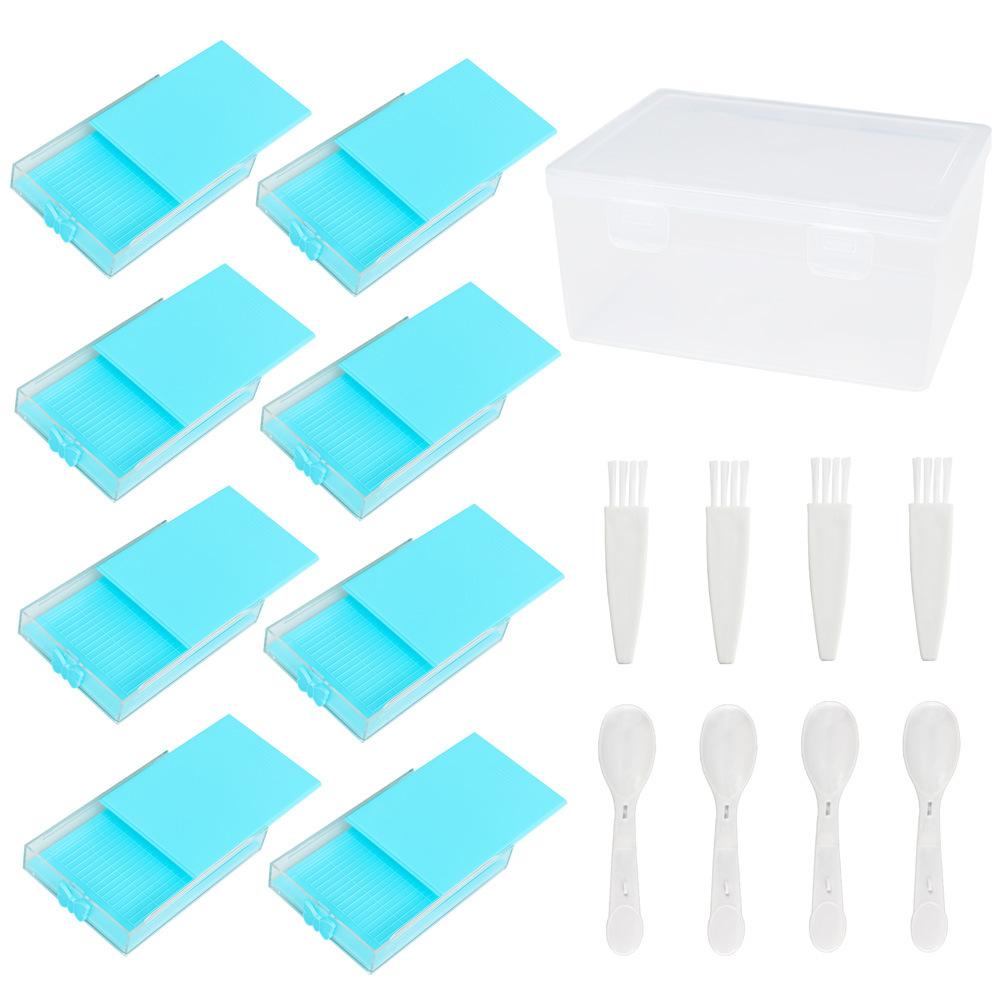 8pcs Diamond Painting Organizer Set with Clear Storage Box Cover Beads Container Tray DIY Diamond Embroidery Crafts Accessories