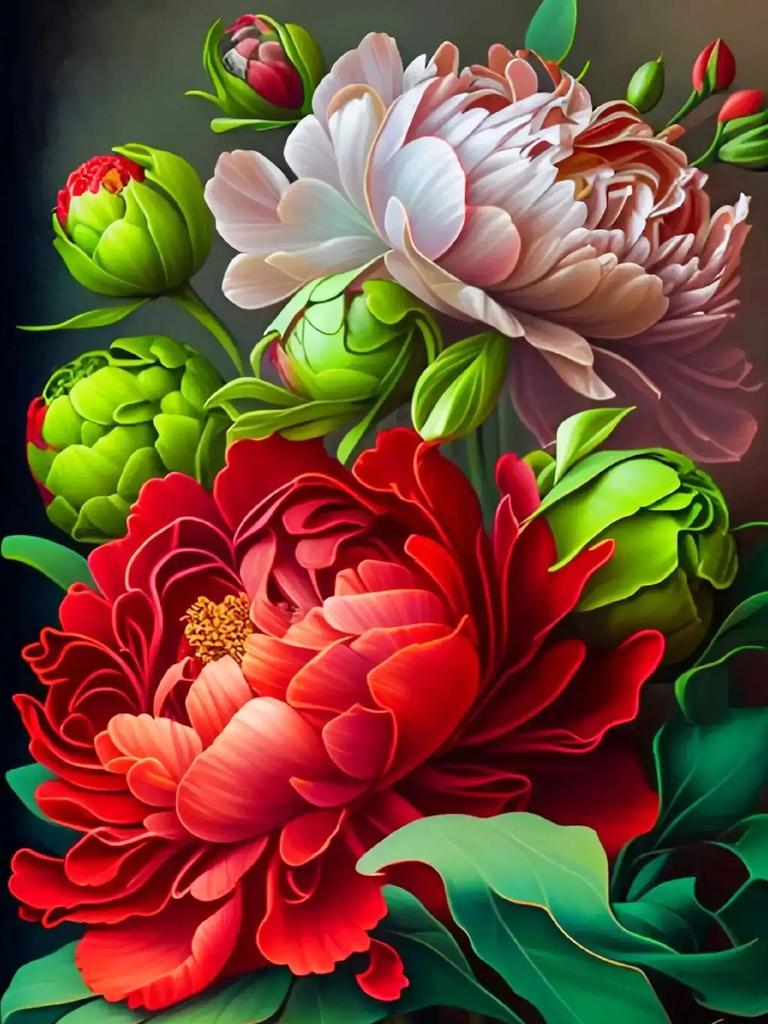DIY Diamond Painting Colorful Peony Needlework Mosaic Flower Cross Stitch Diamond Embroidery On Clearance Handmade Gift