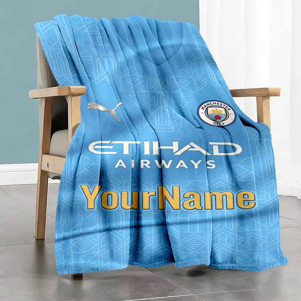 Manchester City Personalized Name Blanket Multi-purpose Personalized Blanket Durable Comfort Suitable for Picnics Sofa Living Room Nap