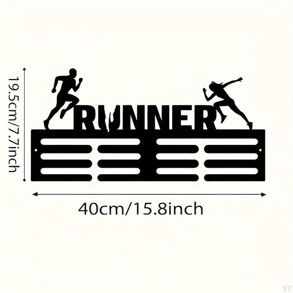 Hanger Awards Ribbon Display Metal for Sports Race Runner Gymnastics Plaques Black Medal Stand Shelf