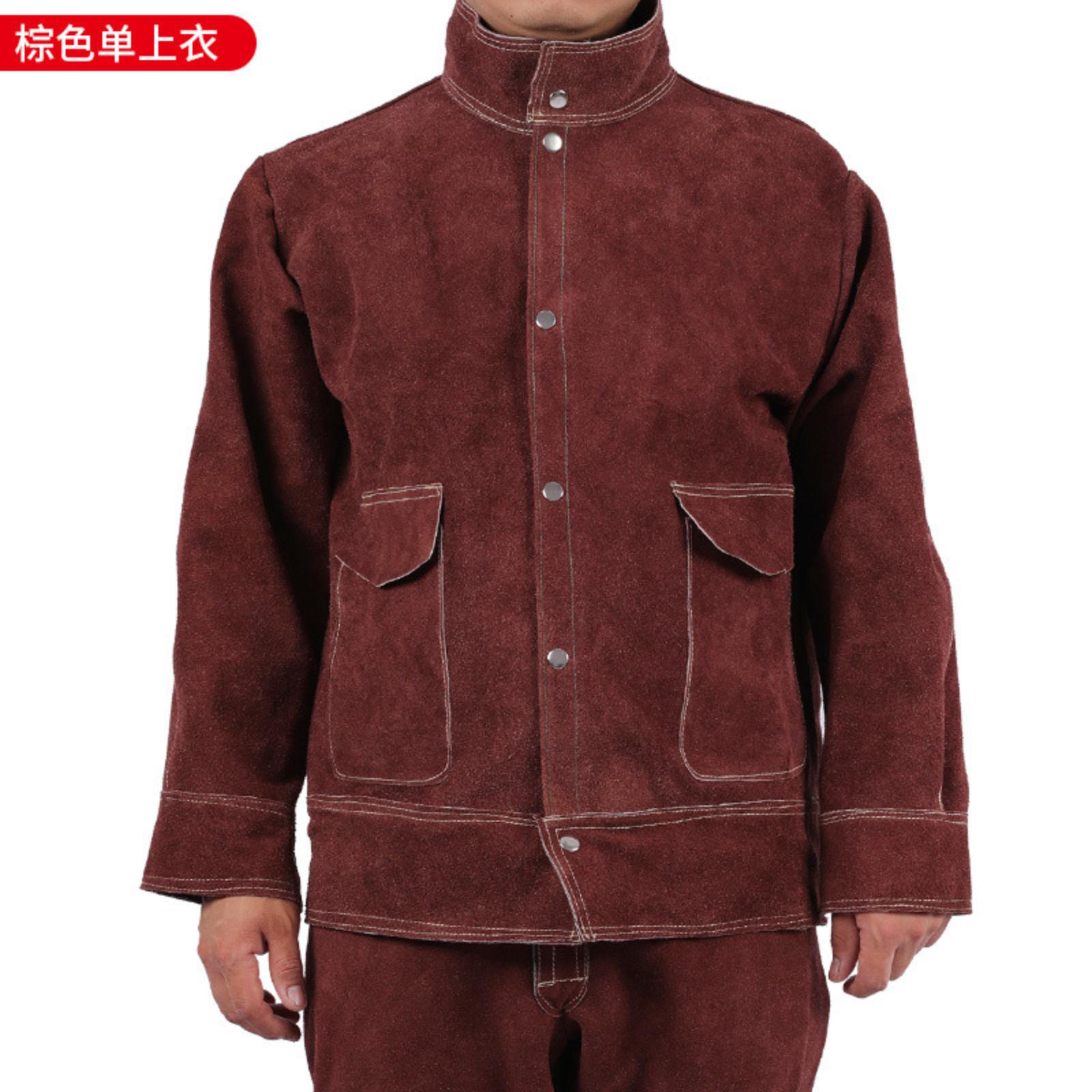 

Износостойкая сварочная рабочая одежда Глажка Кожаная куртка Высокотемпературная Большой размер Огнестойкая Изоляционная куртка XL коричневый