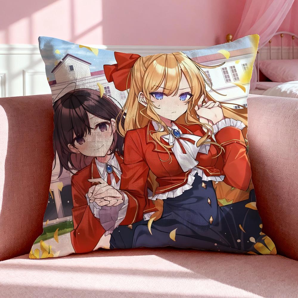 Anime W-Watashi no Oshi wa Akuyaku Reijou Cushion Cover Breathable Linen Summer Odorless Eco-Friendly Invisible Zipper Washable