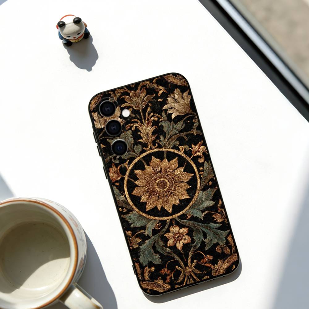 Sunflower Pattern Phone Case For Samsung Galaxy A73,A72,A71,A70,A53,A52,A51,Soft Black Cover