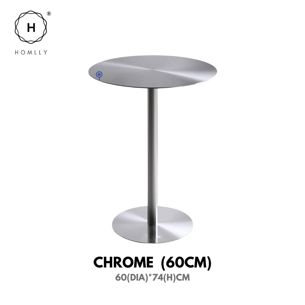 Homlly Tonii Stainless Steel Round Slim Table (40-70cm Diameter)