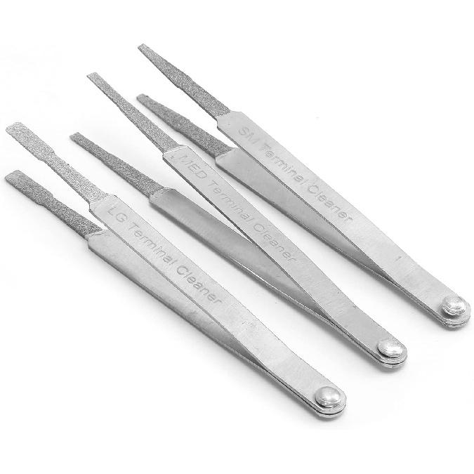 3Pcs Diamond Grip Terminal Cleaner Set, Electrical Terminal Cleaner for Small Electrical Spade Pin Connector