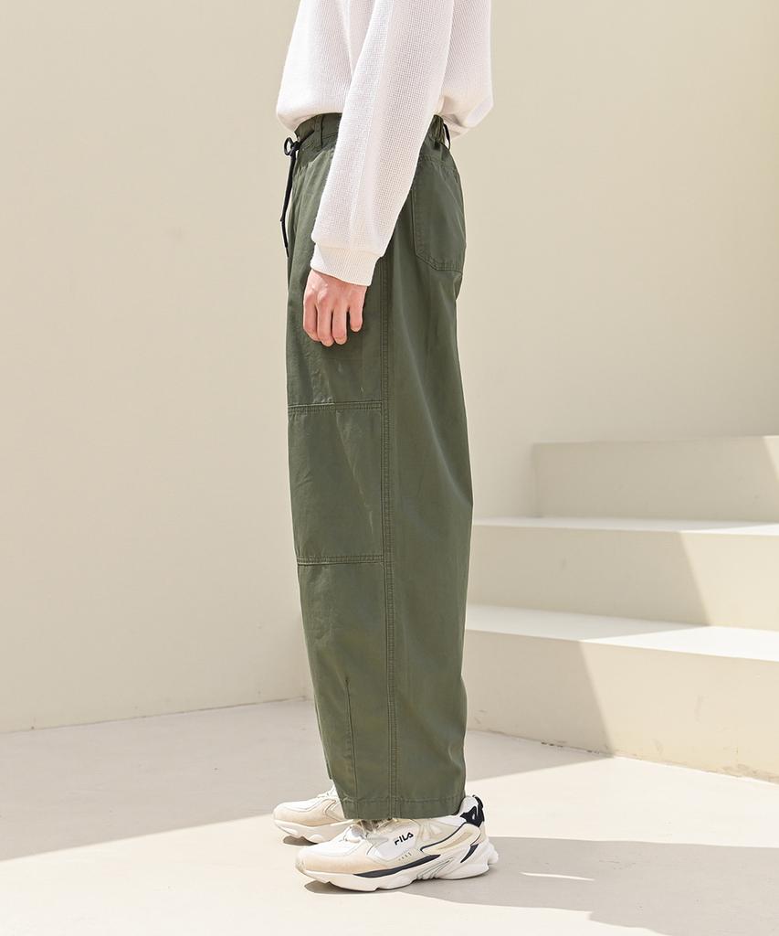 Jikeulib Elastic Waist Pintuck Balloon Wide Cargo Pants