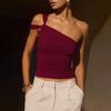 European and American Retro High-end Single-shoulder Kinked Chest-wrapped Top, Women's Fashion Temperament Short Top