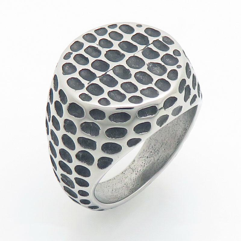 Stainless Steel Signet Ring for Men Retro Hammered Dimple Texture Finger Anillos Punk Women's Statement Band Jewelry Gifts