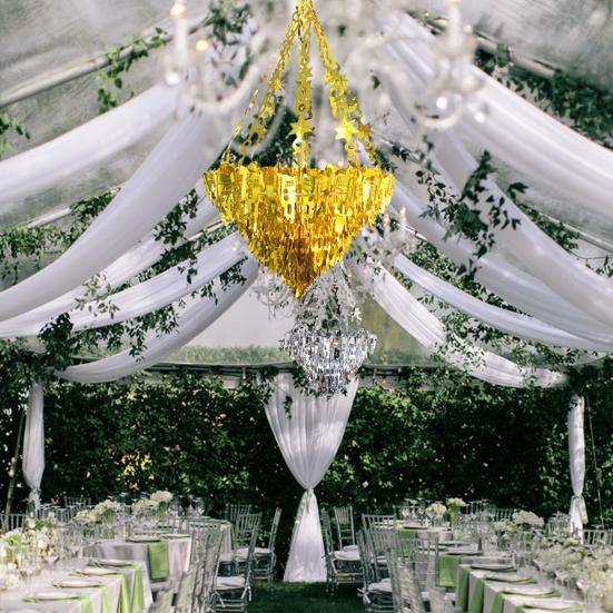 Iridescent Chandelier Hanging Decoration Shiny Clear Foil Ceiling Ornament for Bridal