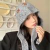 Woolen Fabric Embroidered Flowers Hat Solid Color Warm Neck Collar  Winter Season