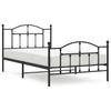 Metal Bed Frame with Headboard and Footboard Black 107x203 cm