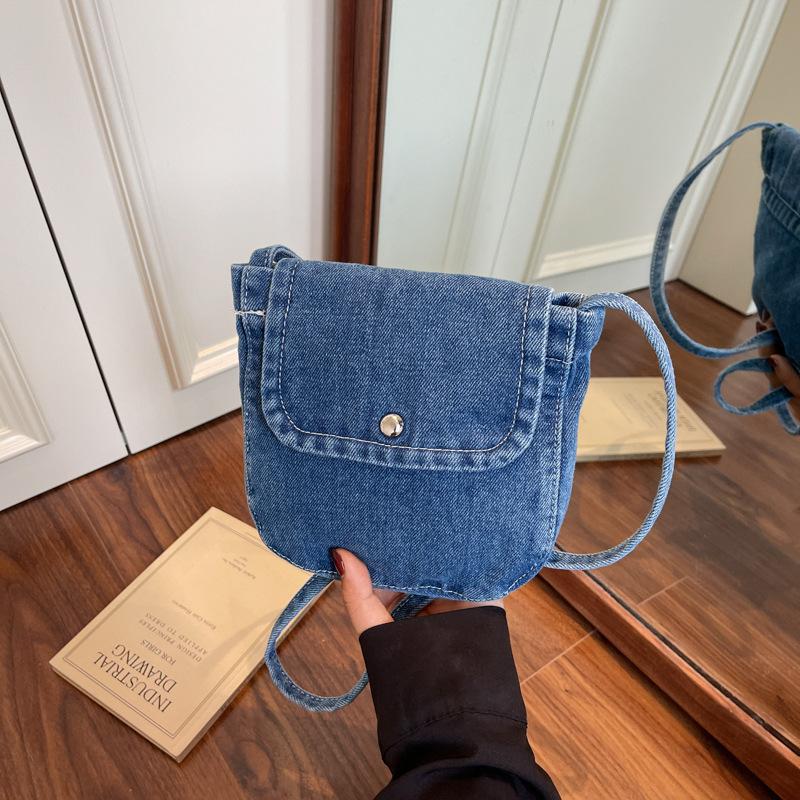 Nischendesign Umhänge-Denim-Tasche klein Damen Retro schlicht lässig Handy-Tasche täglich vielseitig Schulter