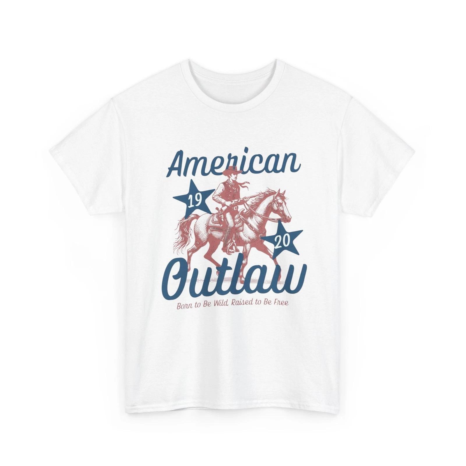 American Outlaw Horse Graphic T Shirt Unisex Heavy Cotton Tee S