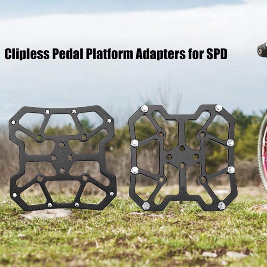 VGEBY1 1 Pair Bike Pedal Adapter, Aluminum Alloy Bike Clipless Clip-in Platform Pedal Adapters for