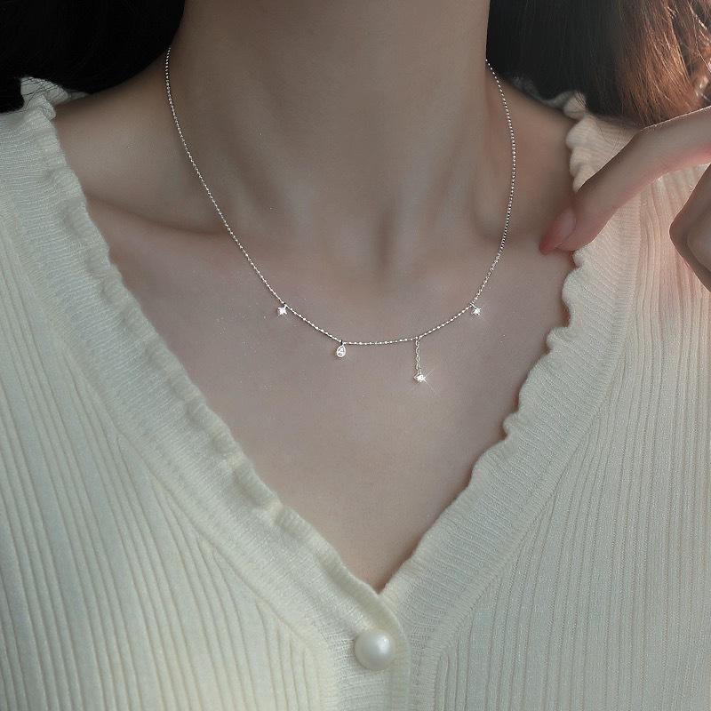 Galaxy gives you necklace light luxury niche water drop tassel temperament collarbone chain year ring