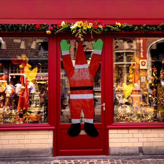 Large Christmas Santa Claus Ornaments Cute Climbing Santa Hanging Decoration for Outside Roof Window Wall Decor