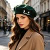 Embroidered Halloween Beret for Adults and Teens, Soft Fabric Hat for Party Dressing, Photos, and Fall Wear Style