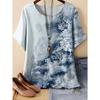 Summer Womens Retro Flower Pattern 3D Printed Color T-shirt Loose Comfortable Soft Breathable Large Size Fashion O-neck T-shirt
