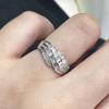 Huitan Fashion Gold Color/CopperColor Finger Ring Lady Wedding Band Luxury Engagement Jewelry Trendy Shiny Zirconia Accessories